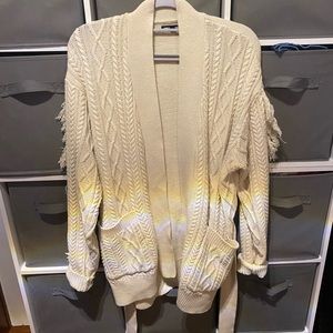 Target sweater cream chunky fringe M